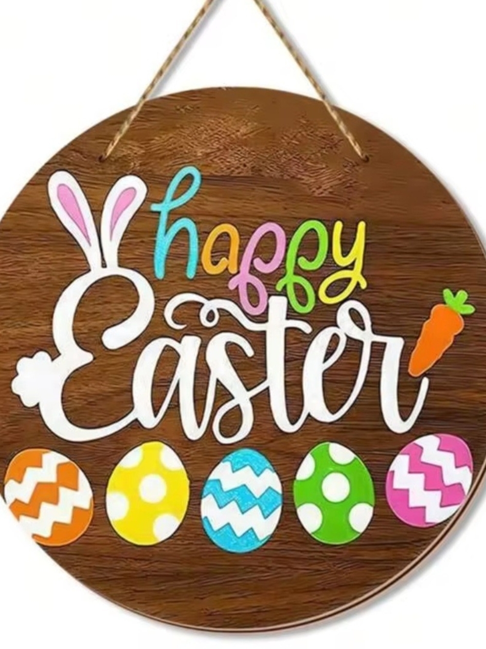 Happy Easter Wooden Door Hanger - Multicolor 12x12 *New*
